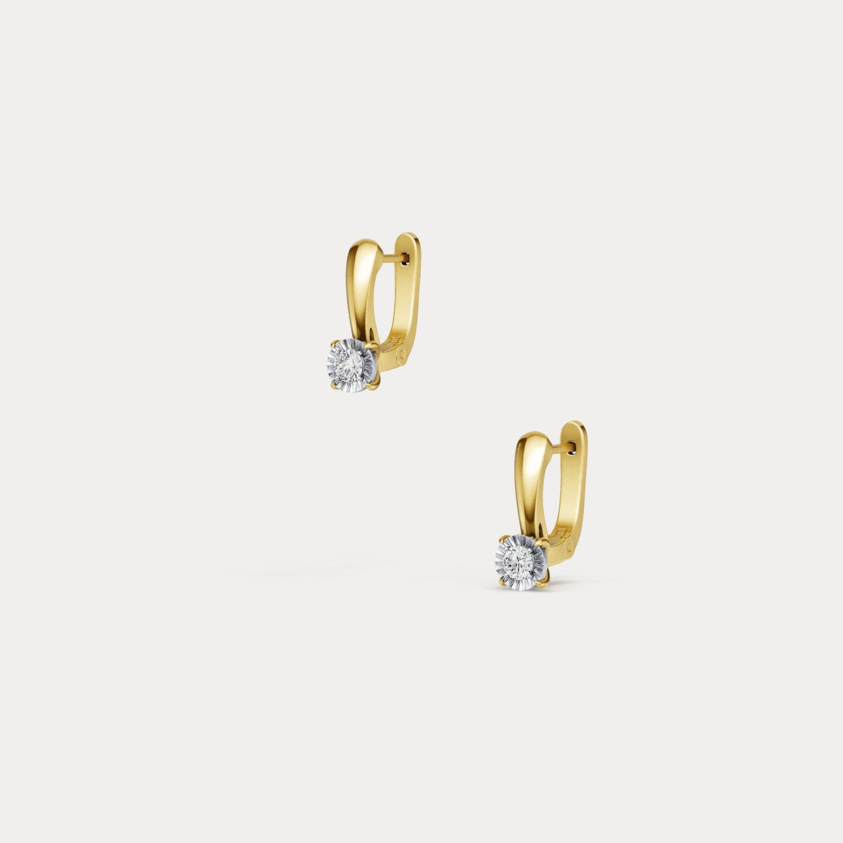 Sterling Silver Huggie Earrings with Lab - Grown Diamonds - Earrings