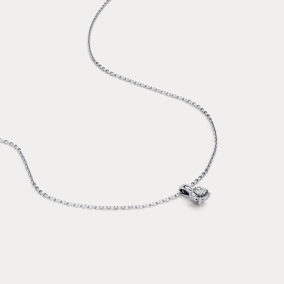 Lab Diamond Round Solitaire Pendant Necklace in Sterling Silver - Necklaces