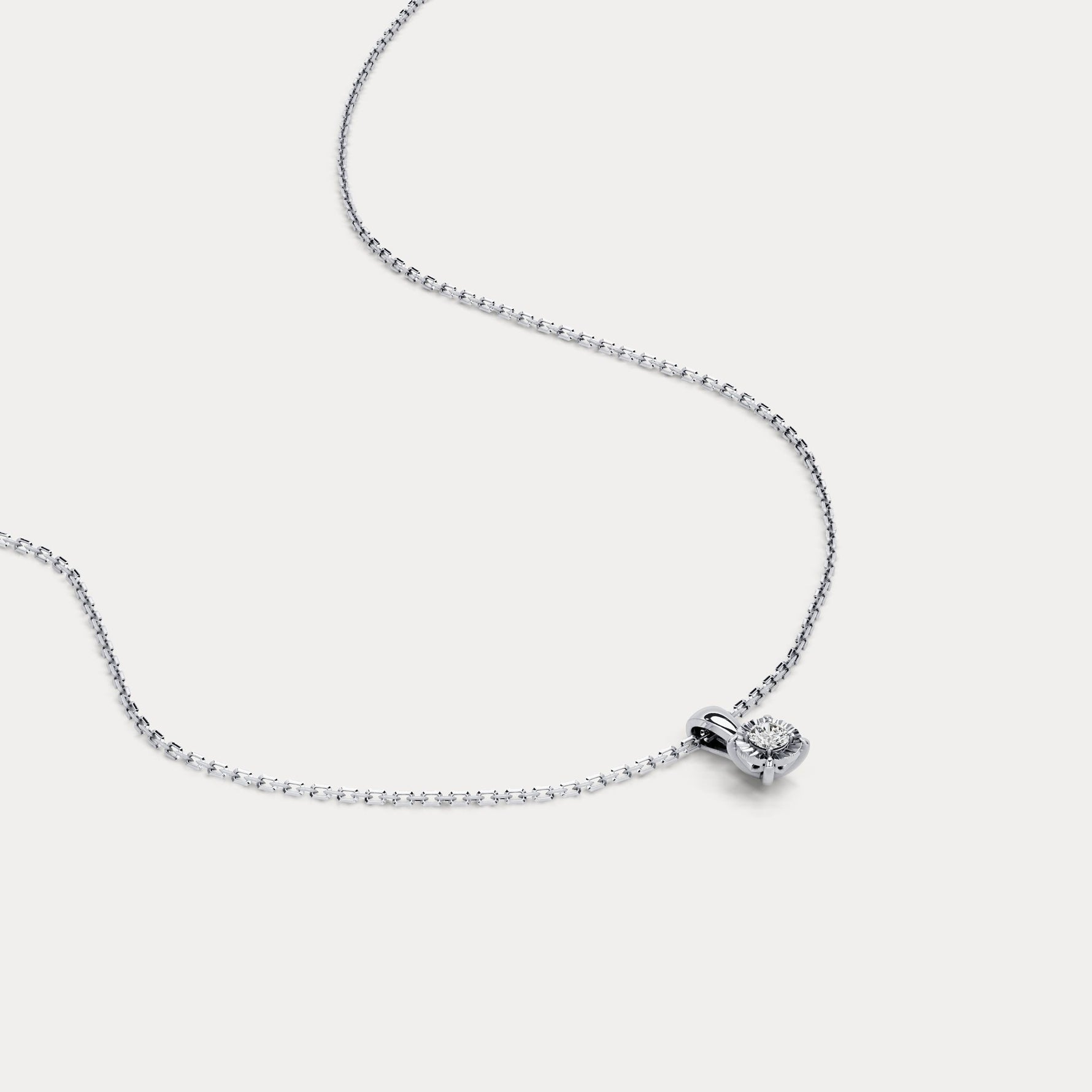 Lab Diamond Round Solitaire Pendant Necklace in Sterling Silver - Necklaces
