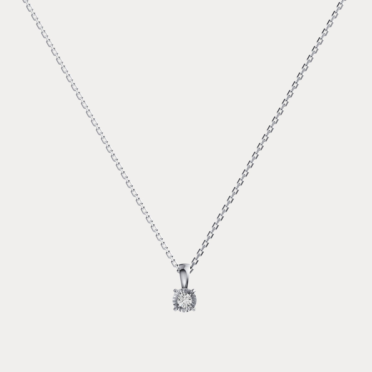 Lab Diamond Round Solitaire Pendant Necklace in Sterling Silver - Necklaces