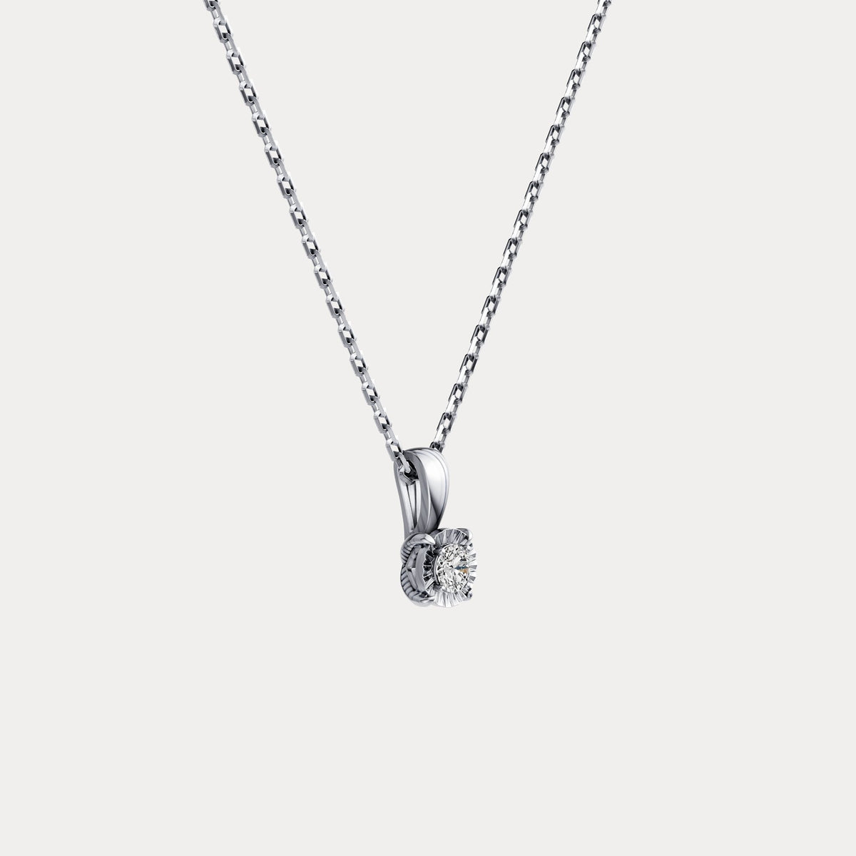 Lab Diamond Round Solitaire Pendant Necklace in Sterling Silver - Necklaces