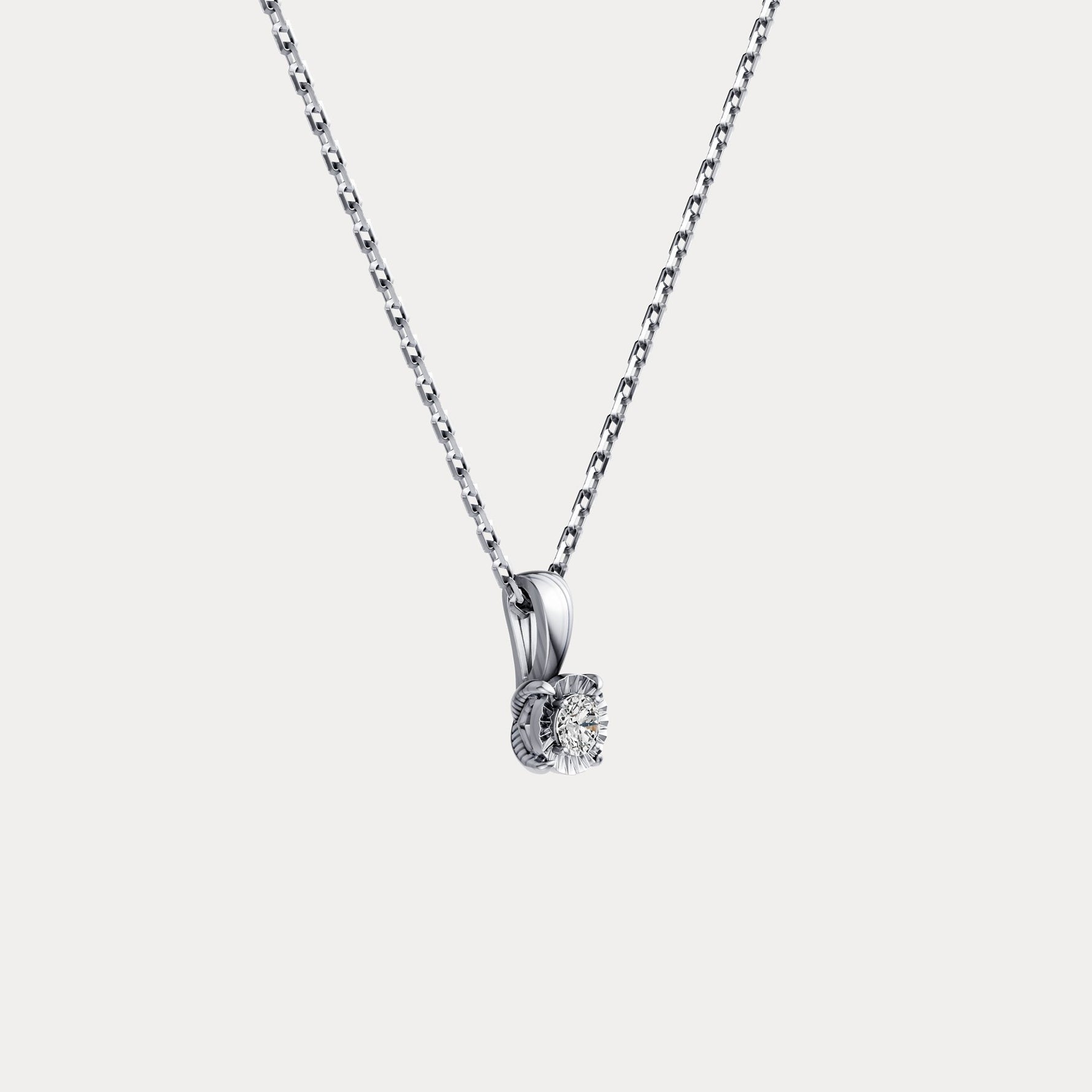 Lab Diamond Round Solitaire Pendant Necklace in Sterling Silver - Necklaces