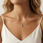 Lab Diamond Round Solitaire Pendant Necklace in Sterling Silver - Necklaces