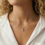 Lab Diamond Round Solitaire Pendant Necklace in Sterling Silver - Necklaces
