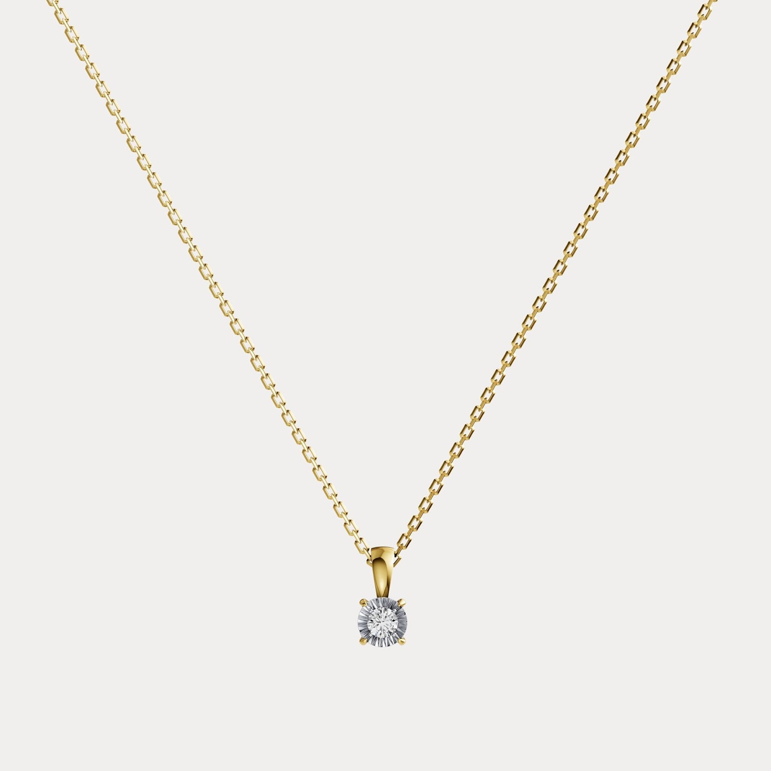 Lab Diamond Round Solitaire Pendant Necklace in Sterling Silver - Necklaces