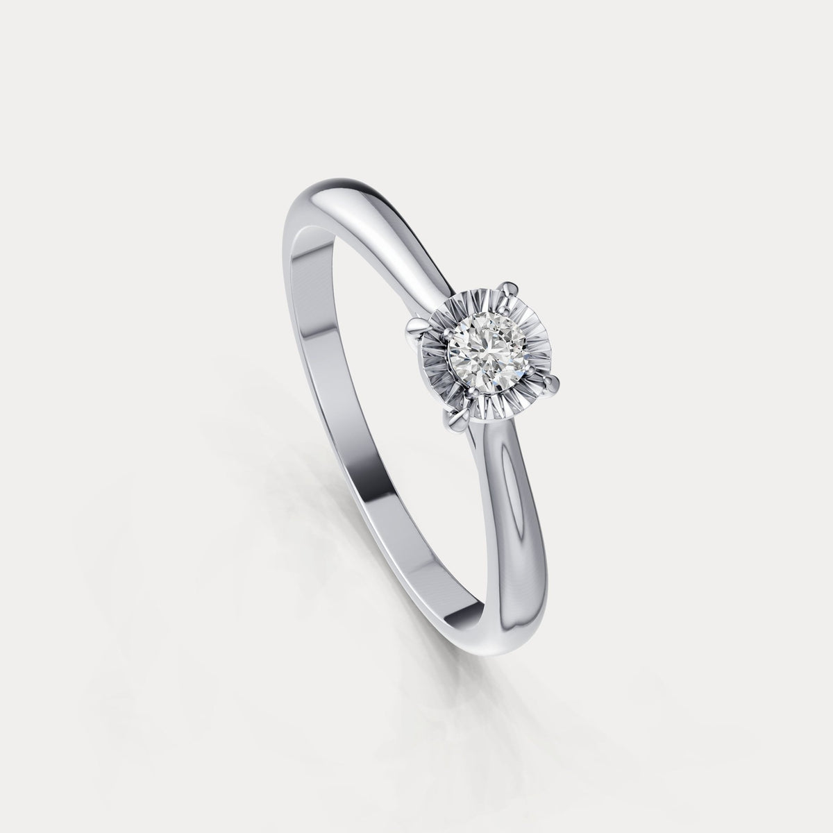 Sterling Silver Prong Round Lab - grown Diamond Ring - Rings