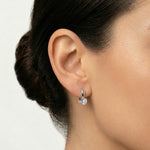 Sterling Silver Huggie Earrings with Lab - Grown Diamonds - Earrings