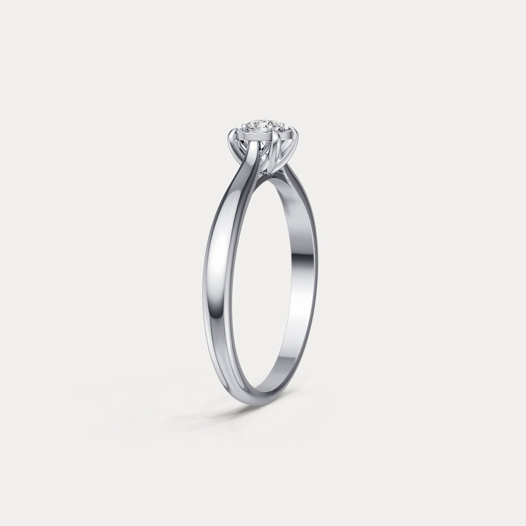 Sterling Silver Prong Round Lab - grown Diamond Ring - Rings