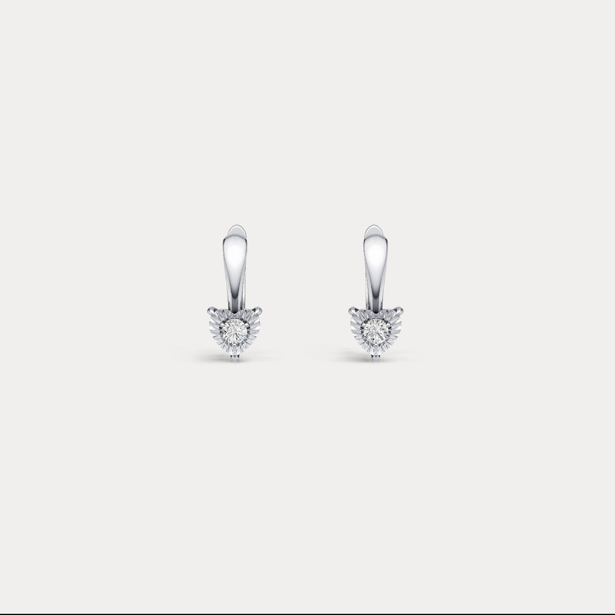 Round Lab - Grown Diamond Solitaire Earrings in Sterling Silver - Earrings