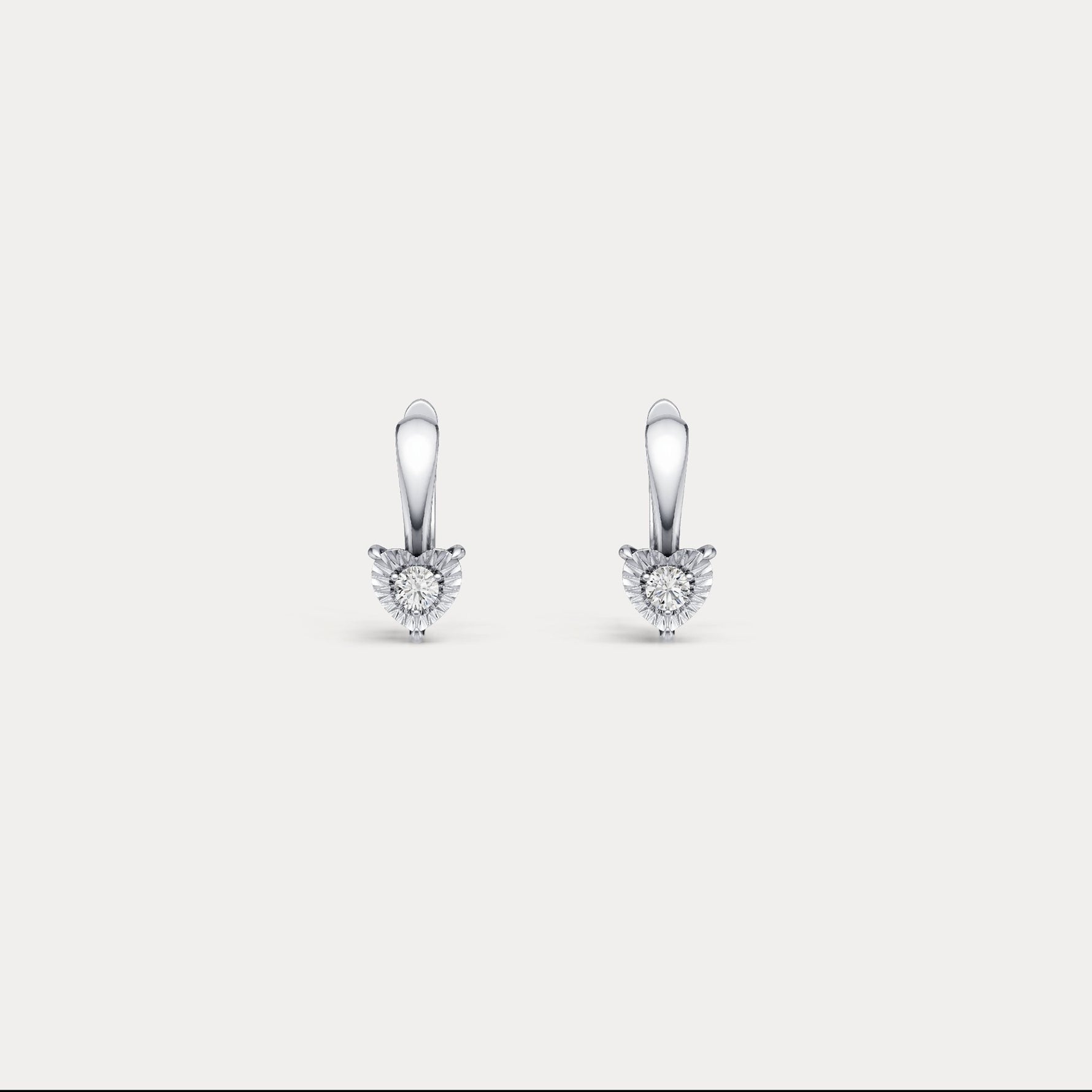 Round Lab - Grown Diamond Solitaire Earrings in Sterling Silver - Earrings