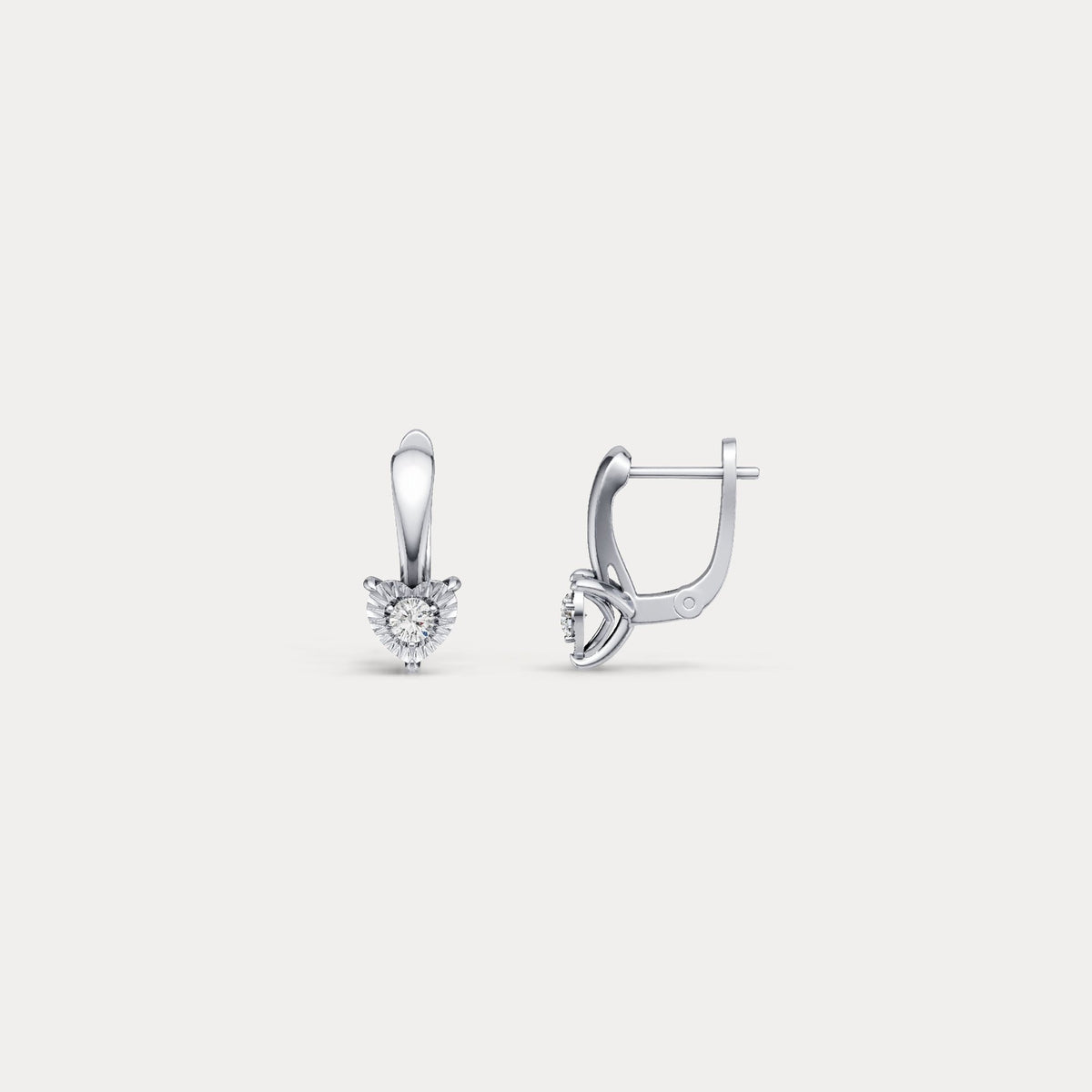 Round Lab - Grown Diamond Solitaire Earrings in Sterling Silver - Earrings