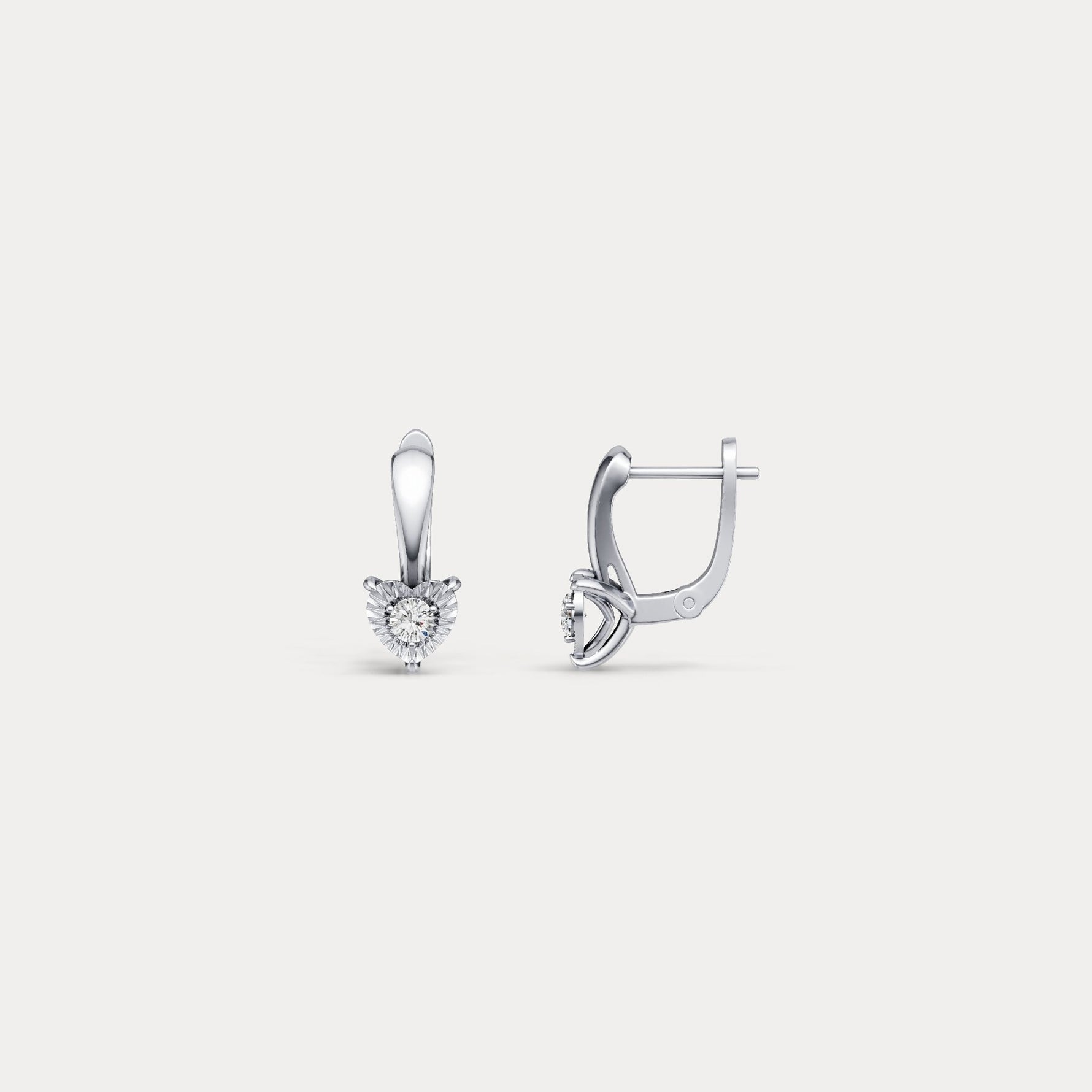Round Lab - Grown Diamond Solitaire Earrings in Sterling Silver - Earrings