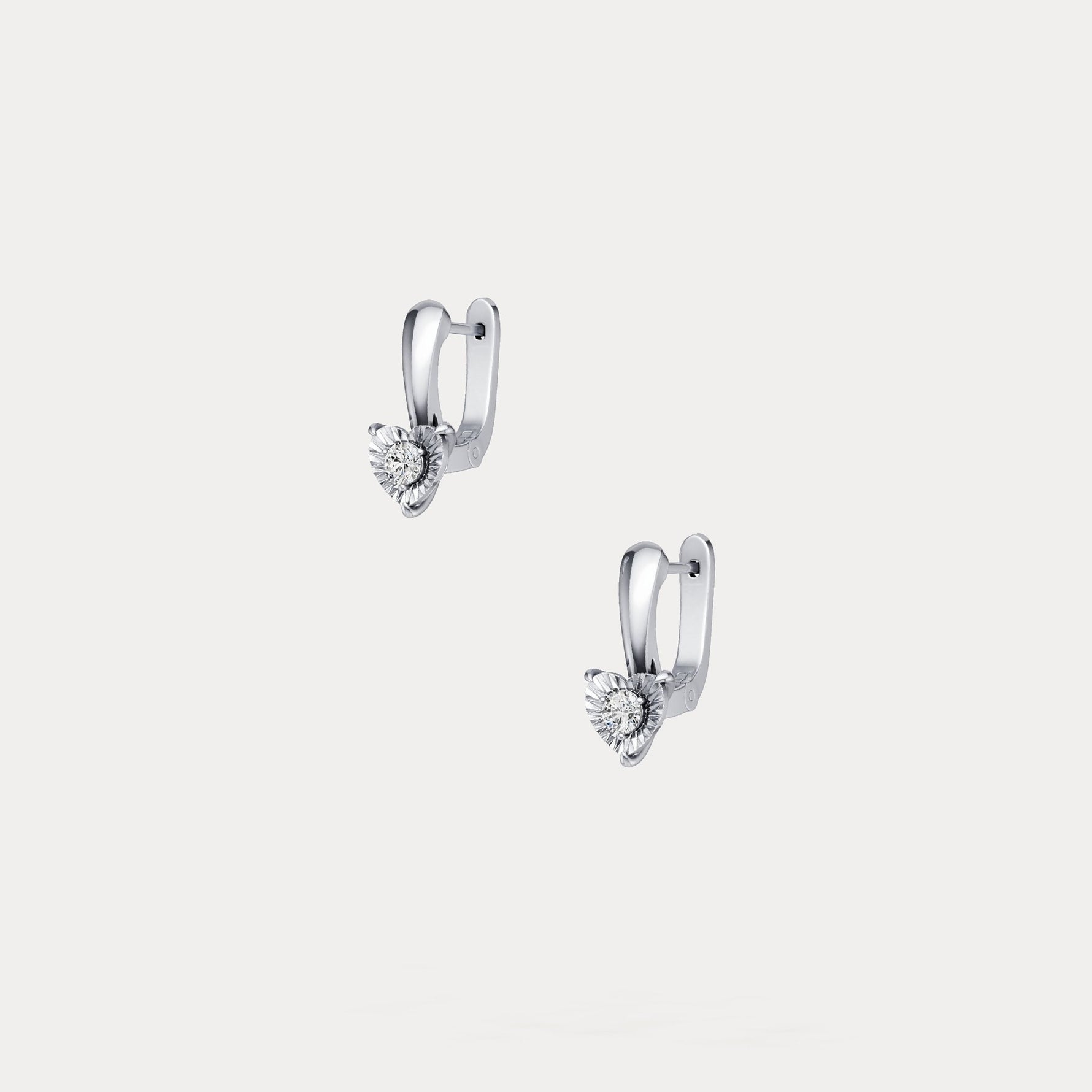 Round Lab - Grown Diamond Solitaire Earrings in Sterling Silver - Earrings