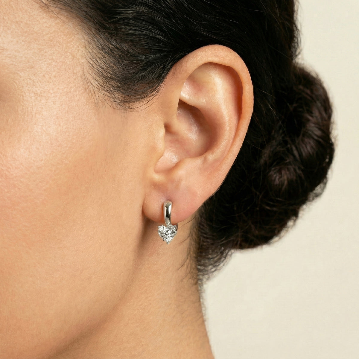 Round Lab - Grown Diamond Solitaire Earrings in Sterling Silver - Earrings
