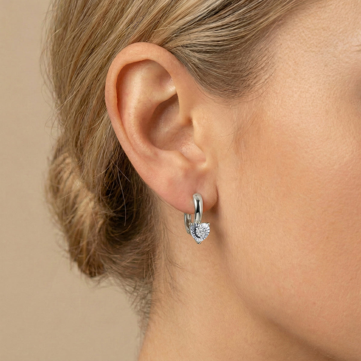 Round Lab - Grown Diamond Solitaire Earrings in Sterling Silver - Earrings