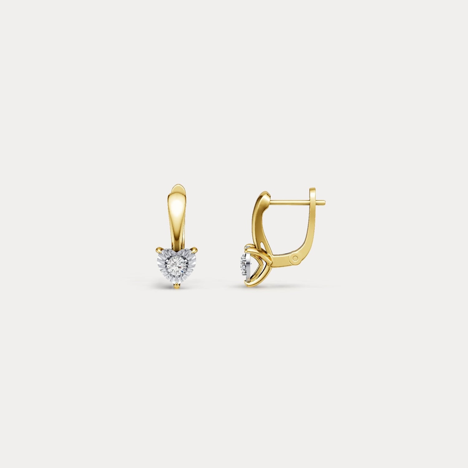 Round Lab - Grown Diamond Solitaire Earrings in Sterling Silver - Earrings