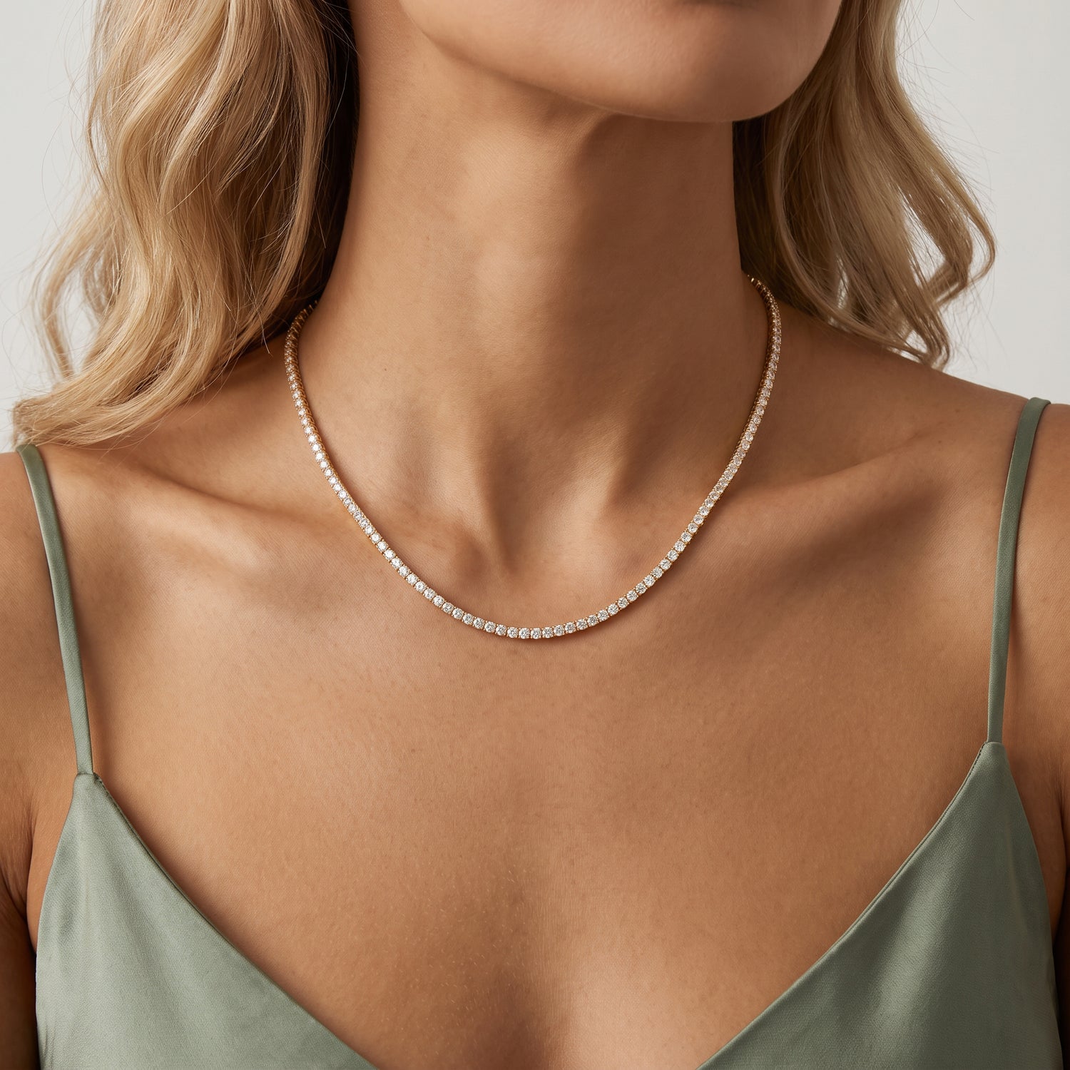 5.6 CTW Round Cut Lab-Grown Diamond Tennis Necklace