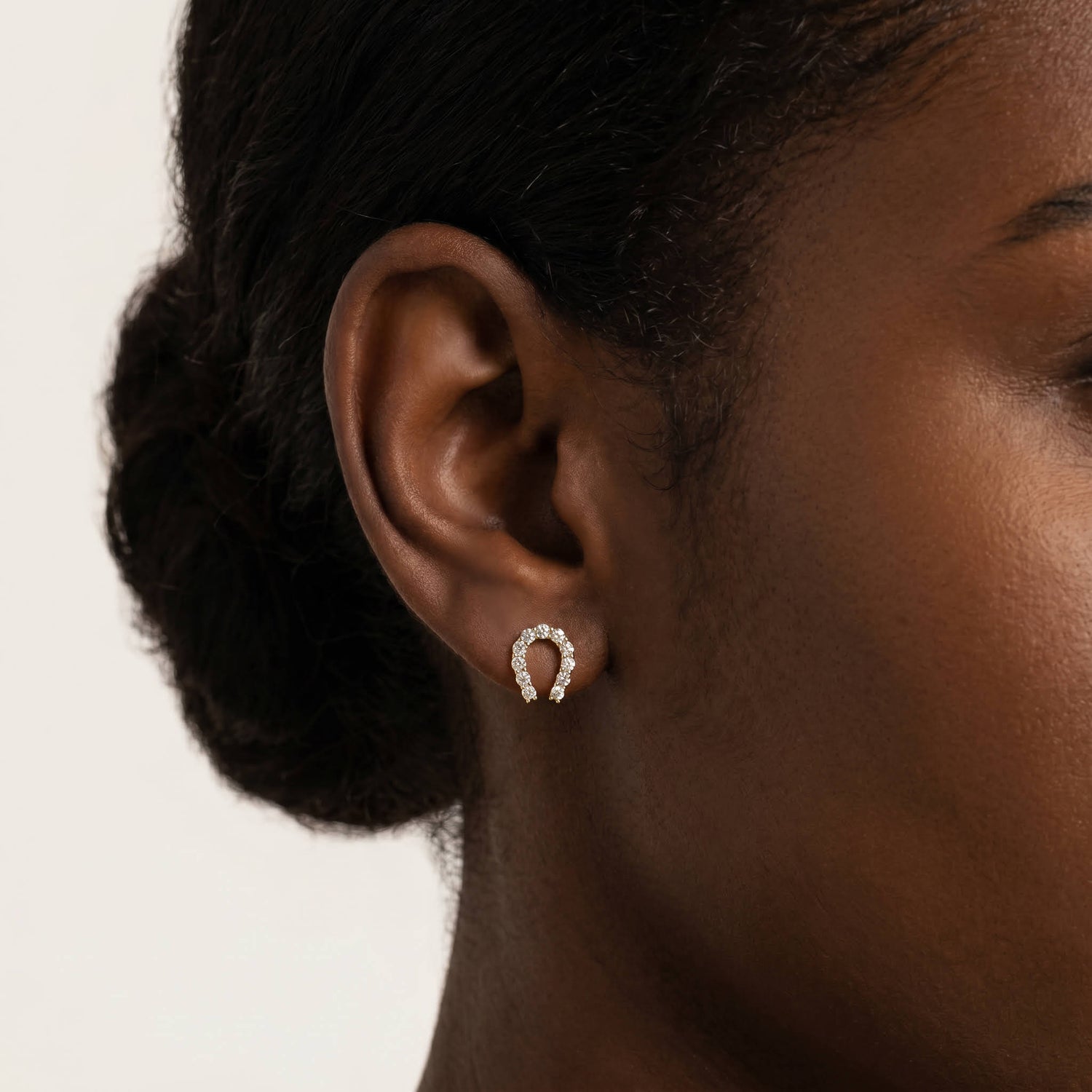 Classic Horseshoe Lab-Grown Diamond Stud Earrings - Earrings