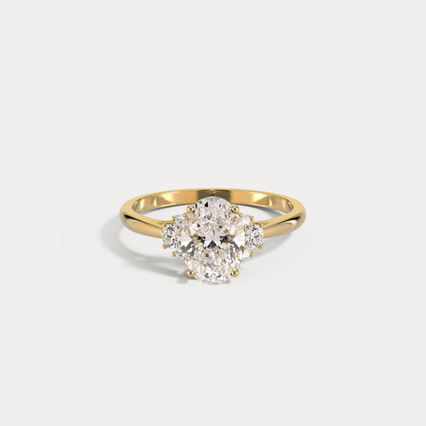 Mila丨Oval Lab Diamond Engagement Ring with Cluster Side Stones