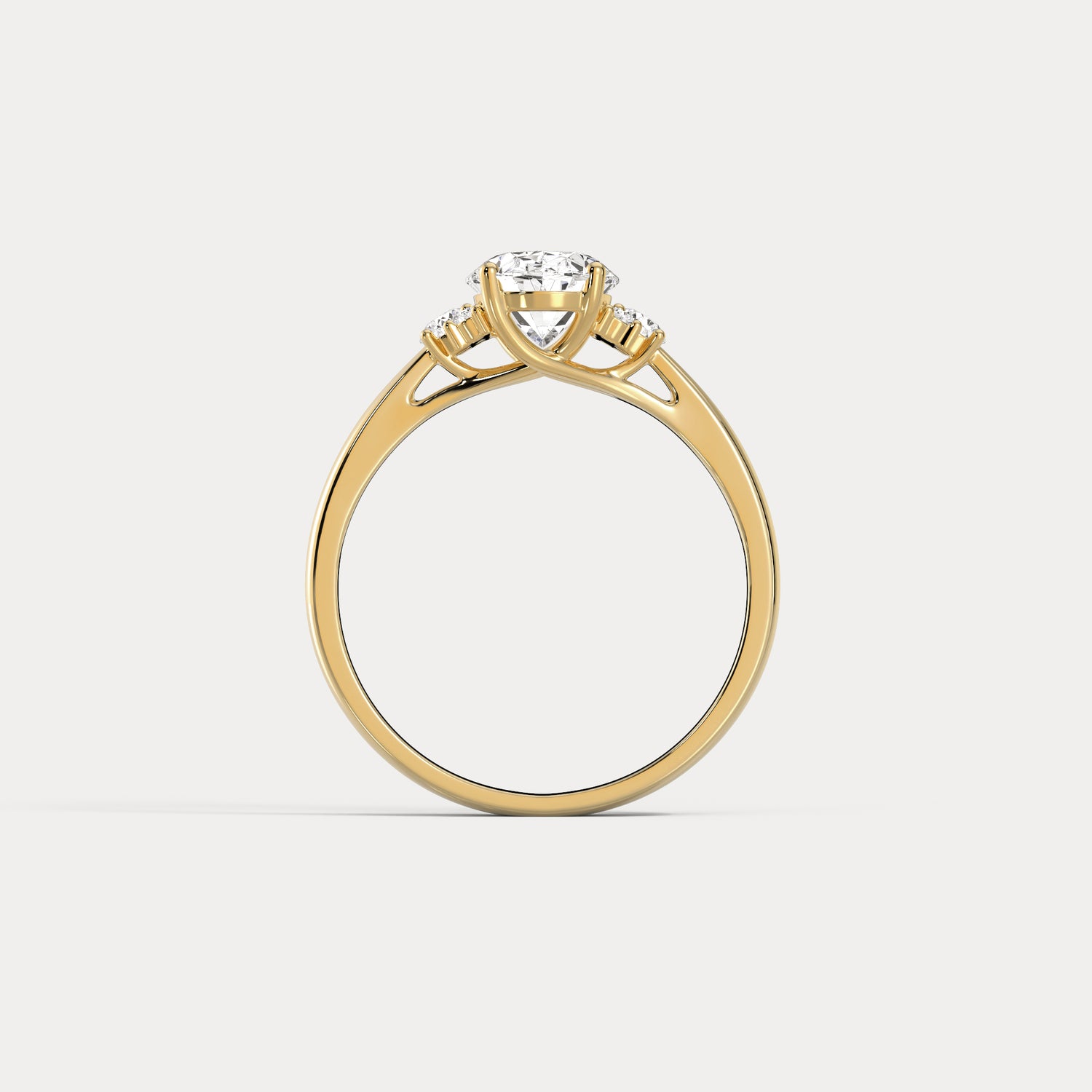 Mila丨Oval Lab Diamond Engagement Ring with Cluster Side Stones - Rings