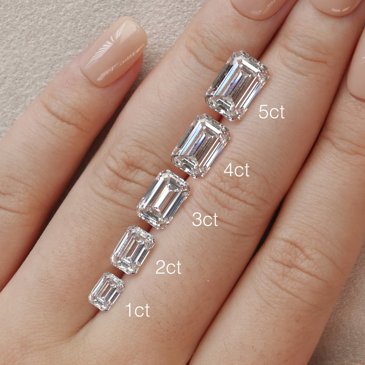Doris丨Emerald Lab-Grown Diamond Engagement Ring with Baguette & Round Side Stones - Rings