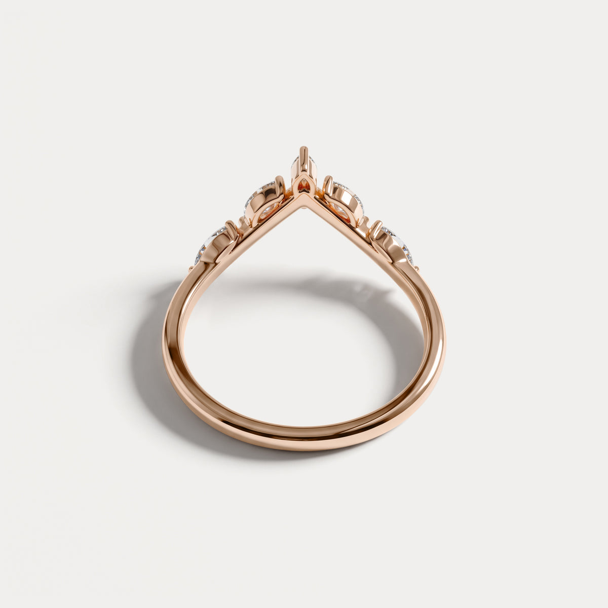 Marquise V-Contour Five-Stone Lab-Grown Diamond Wedding Band - Rings