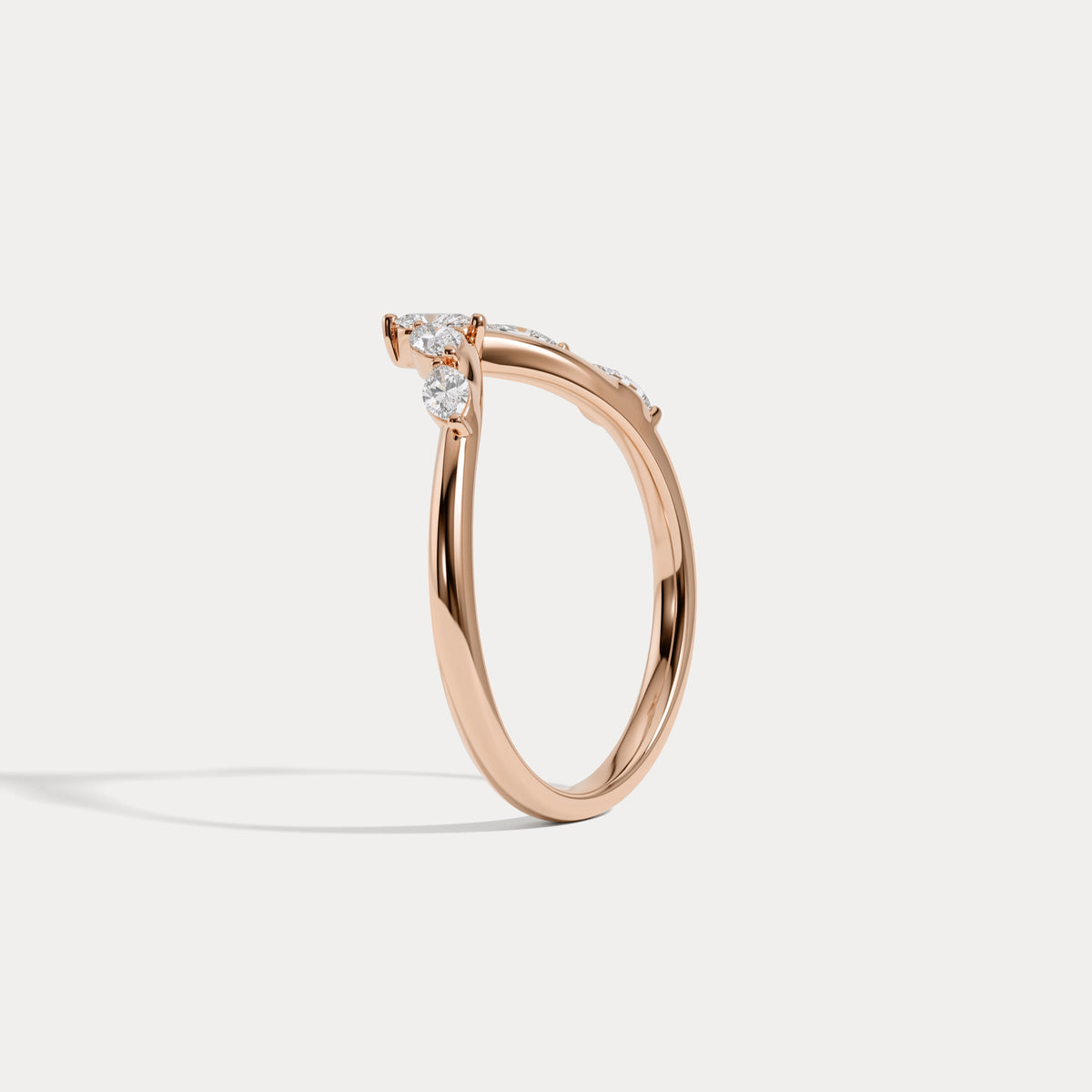 Marquise V-Contour Five-Stone Lab-Grown Diamond Wedding Band - Rings