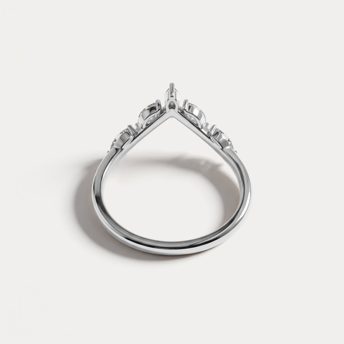 Marquise V-Contour Five-Stone Lab-Grown Diamond Wedding Band - Rings