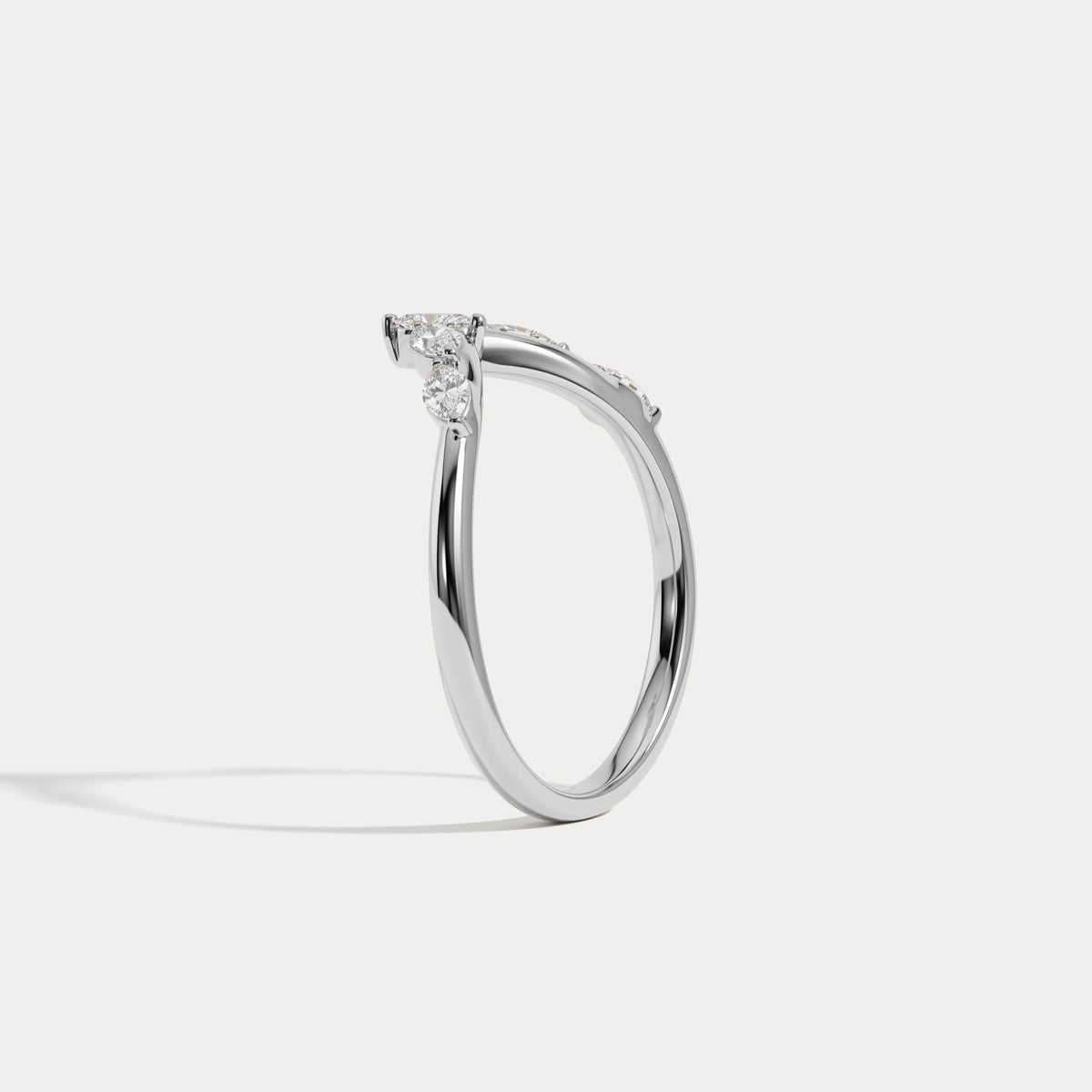 Marquise V-Contour Five-Stone Lab-Grown Diamond Wedding Band - Rings