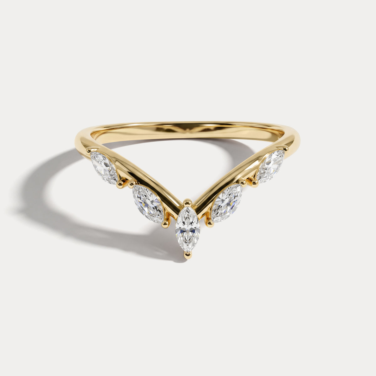 Marquise V-Contour Five-Stone Lab-Grown Diamond Wedding Band - Rings