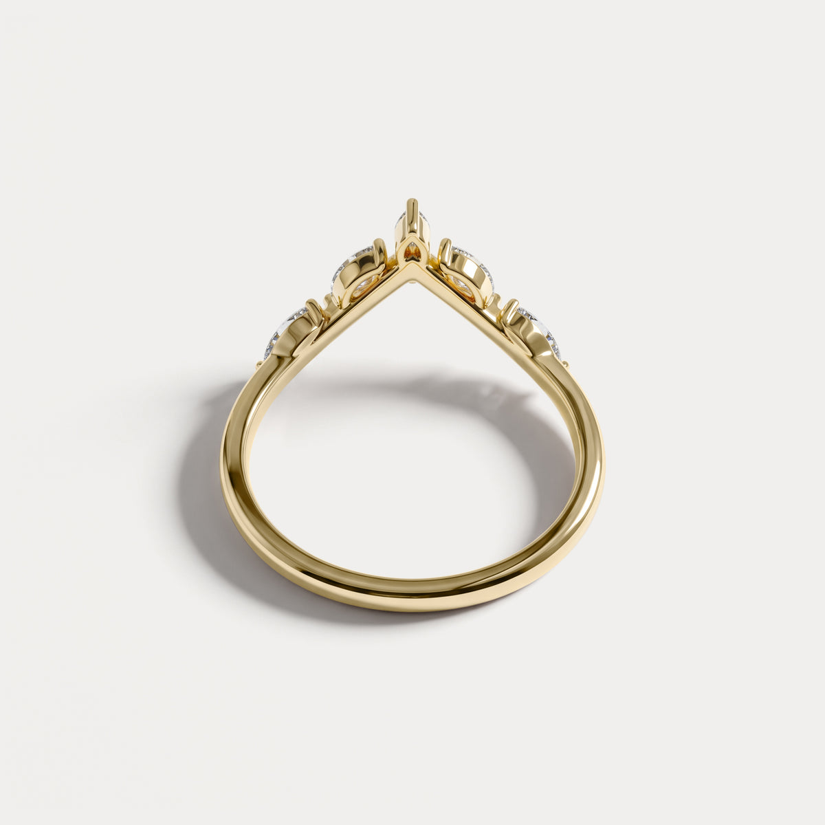 Marquise V-Contour Five-Stone Lab-Grown Diamond Wedding Band - Rings