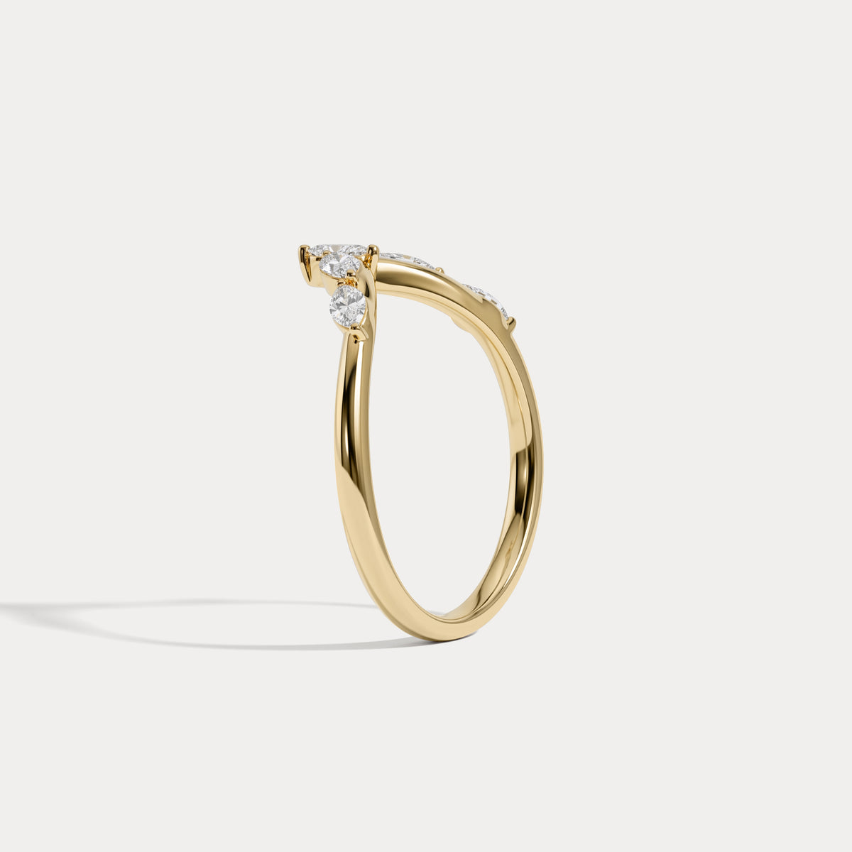 Marquise V-Contour Five-Stone Lab-Grown Diamond Wedding Band - Rings