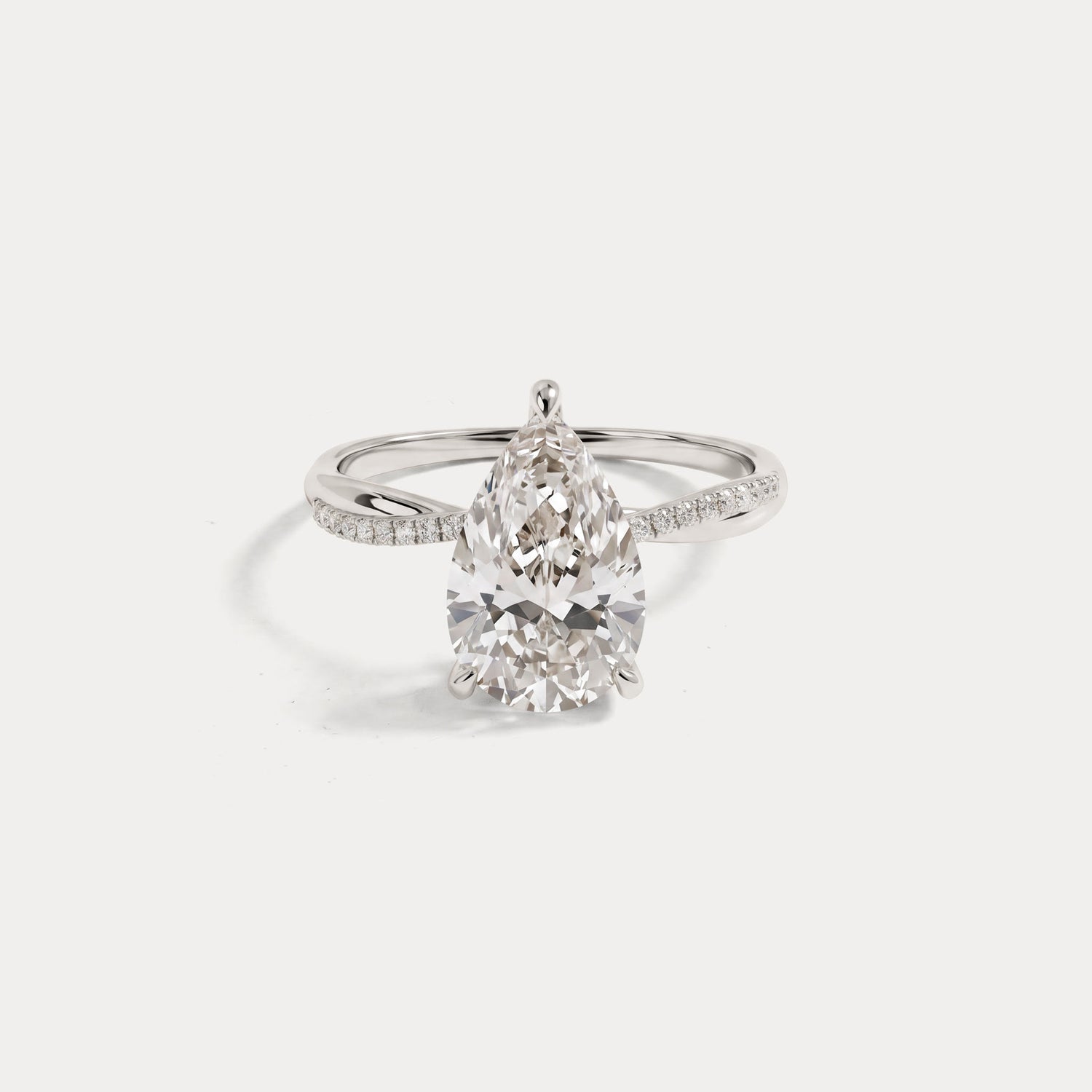 Daphne丨2CT Pear Lab Diamond Engagement Ring–Twisted 14K Gold Band