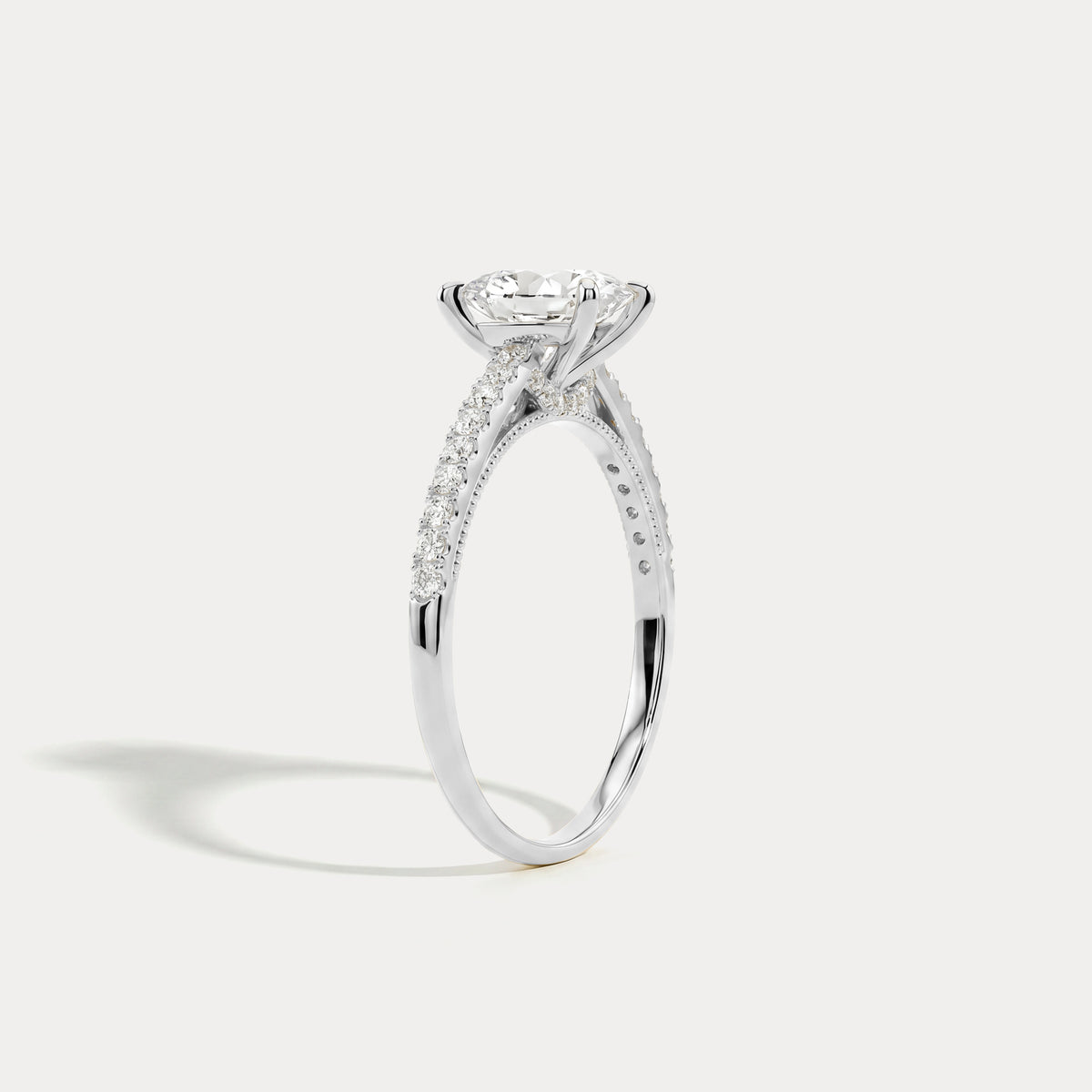 Melina丨Oval Cut Pave Solitaire 1CT Lab Grown Engagement Ring - Rings