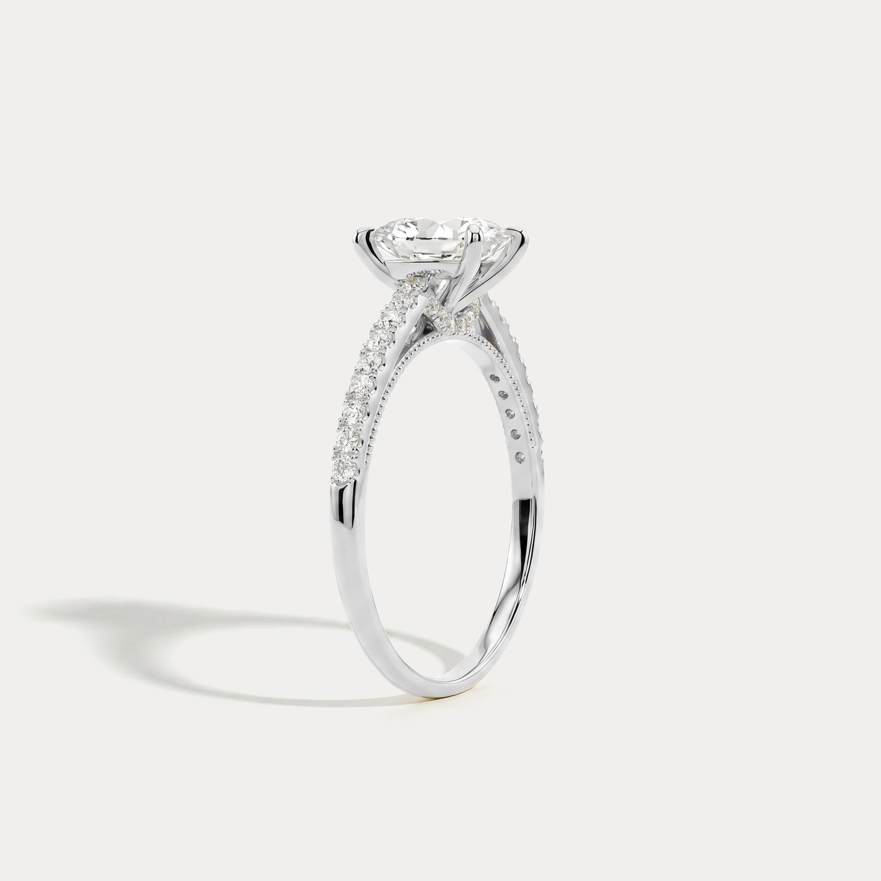 Melina丨Oval Cut Pave Solitaire 1CT Lab Grown Engagement Ring - Rings