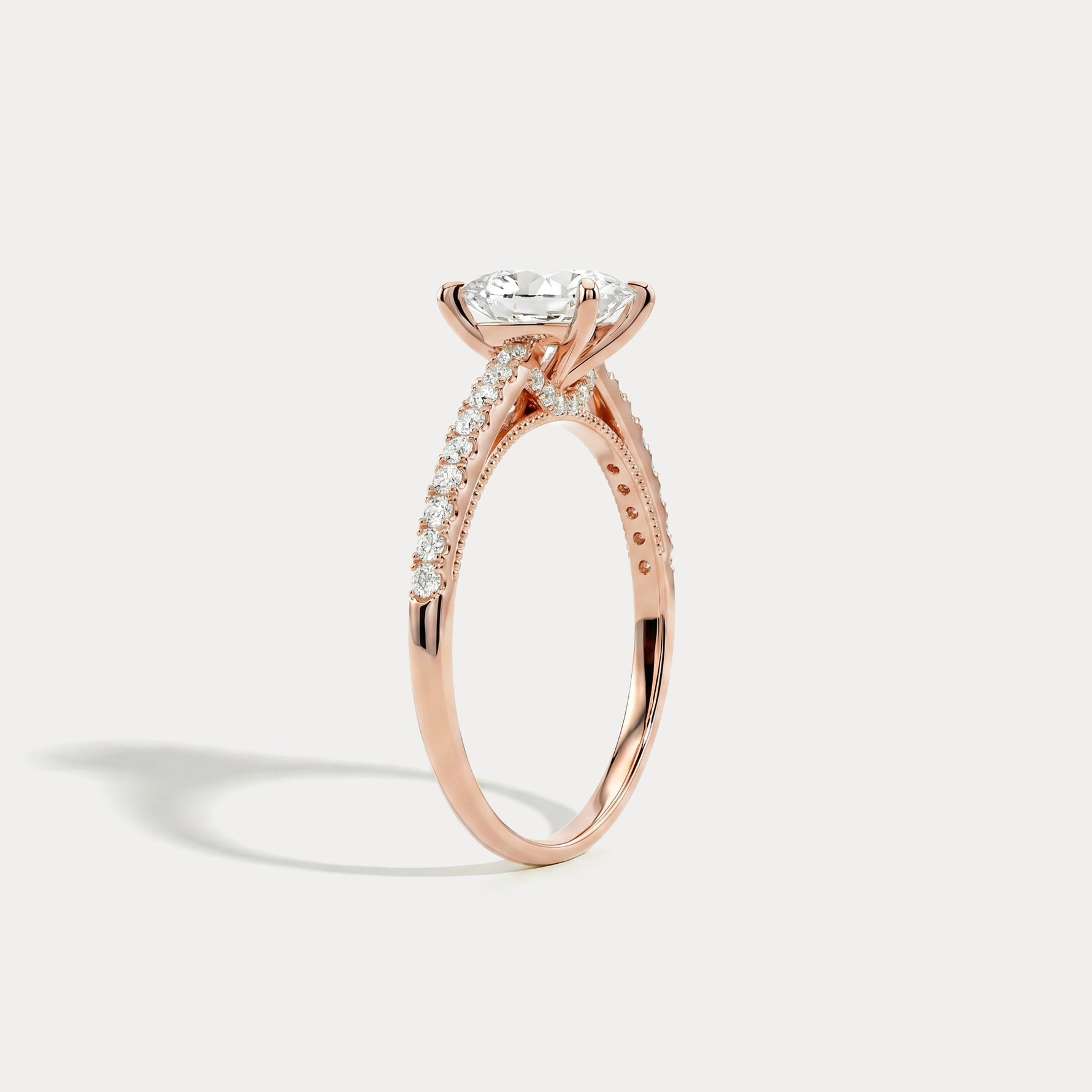 Melina丨Oval Cut Pave Solitaire 1CT Lab Grown Engagement Ring - Rings