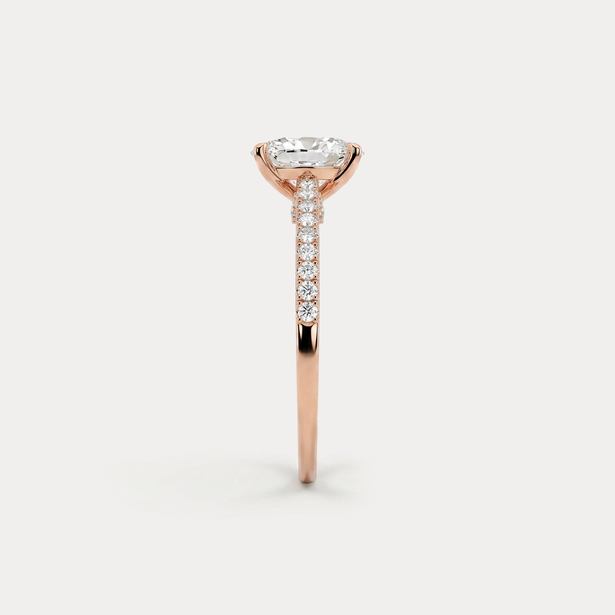 Melina丨Oval Cut Pave Solitaire 1CT Lab Grown Engagement Ring - Rings
