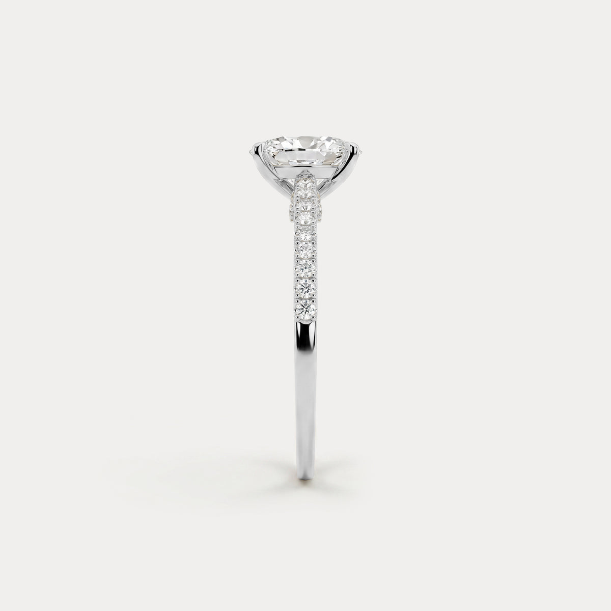 Melina丨Oval Cut Pave Solitaire 1CT Lab Grown Engagement Ring - Rings