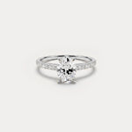Melina丨Oval Cut Pave Solitaire 1CT Lab Grown Engagement Ring - Rings