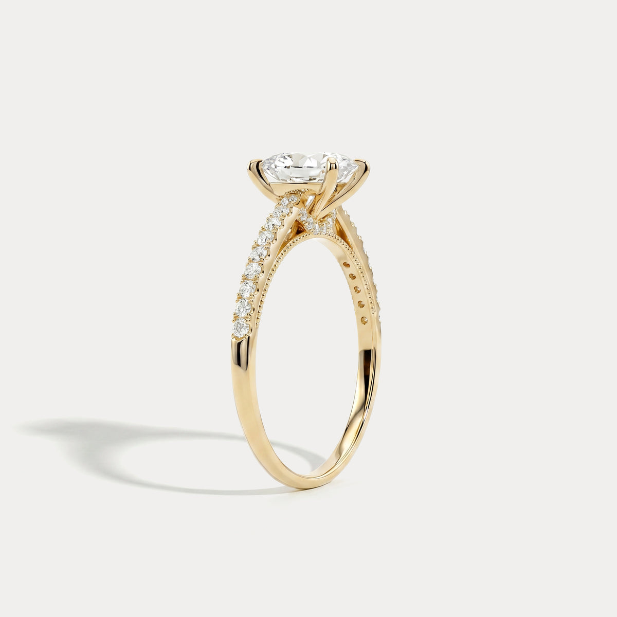 Melina丨Oval Cut Pave Solitaire 1CT Lab Grown Engagement Ring - Rings