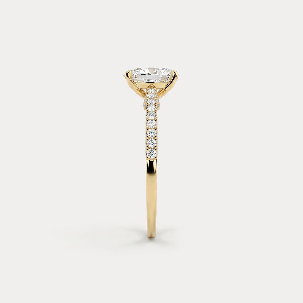 Melina丨Oval Cut Pave Solitaire 1CT Lab Grown Engagement Ring - Rings