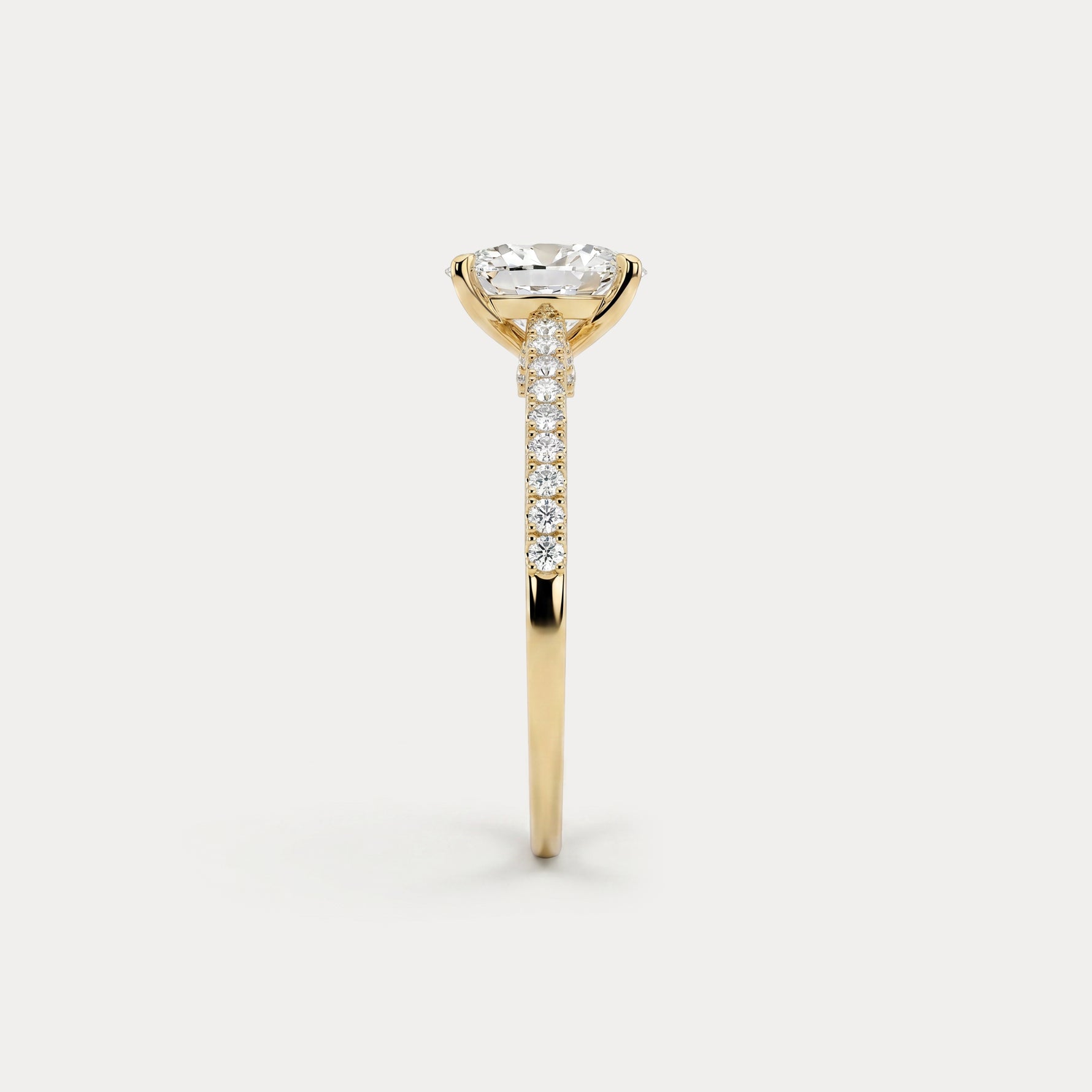 Melina丨Oval Cut Pave Solitaire 1CT Lab Grown Engagement Ring - Rings