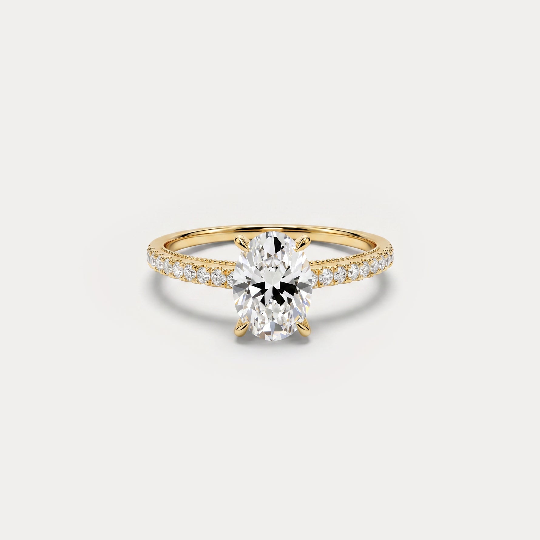 Melina丨Oval Cut Pave Solitaire 1CT Lab Grown Engagement Ring - Rings