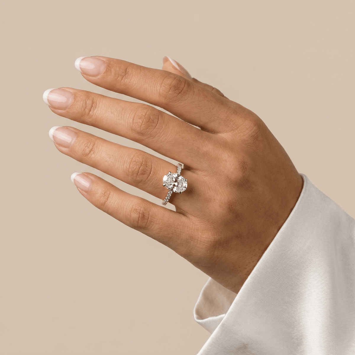 Melina丨Oval Cut Pave Solitaire 2CT Lab Grown Engagement Ring - Rings