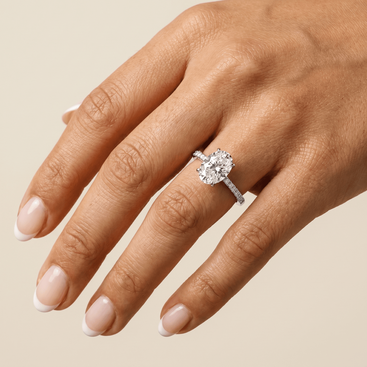 Melina丨Oval Cut Pave Solitaire 2CT Lab Grown Engagement Ring - Rings