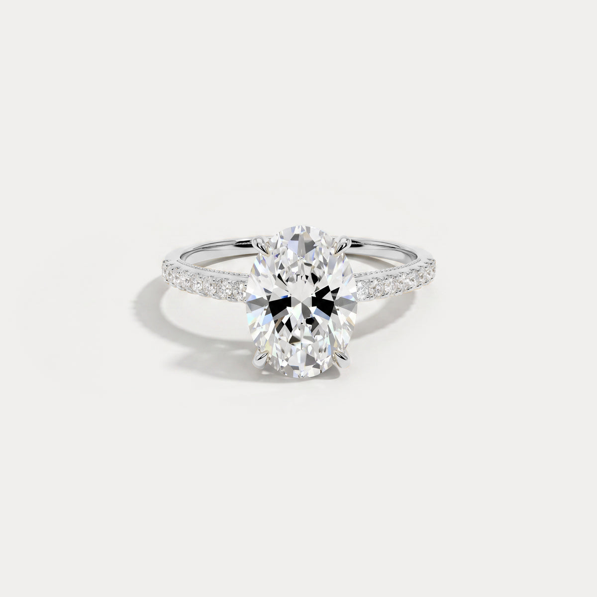 Melina丨Oval Cut Pave Solitaire 2CT Lab Grown Engagement Ring - Rings