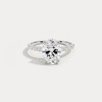 Melina丨Oval Cut Pave Solitaire 2CT Lab Grown Engagement Ring - Rings