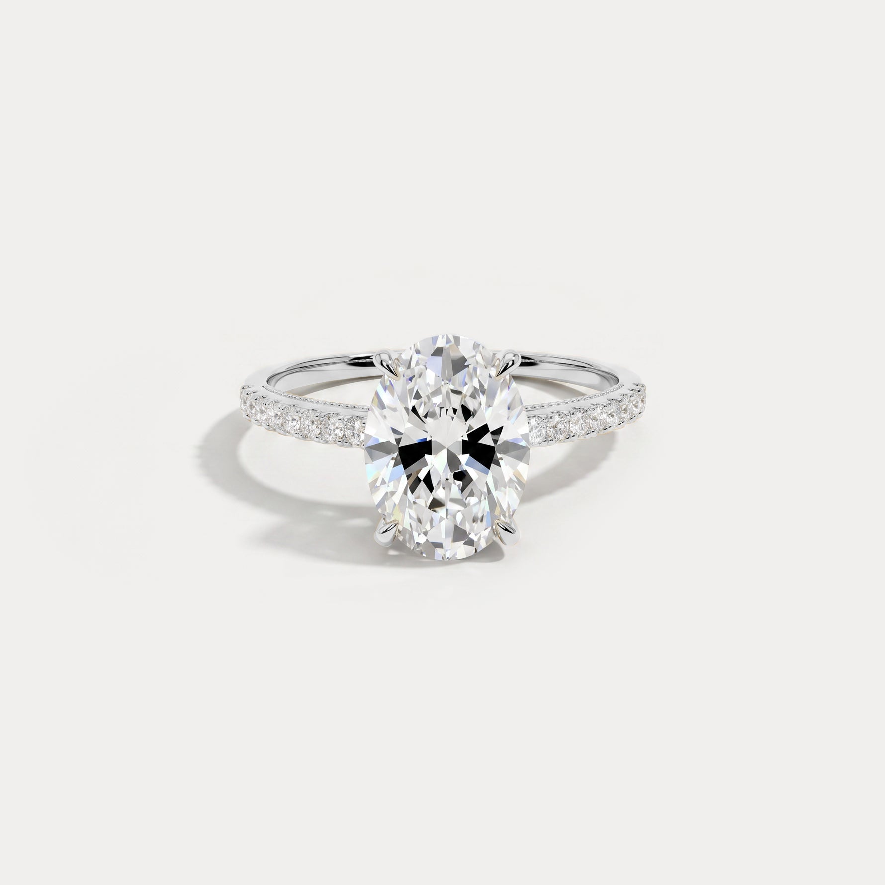 Melina丨Oval Cut Pave Solitaire 2CT Lab Grown Engagement Ring - Rings