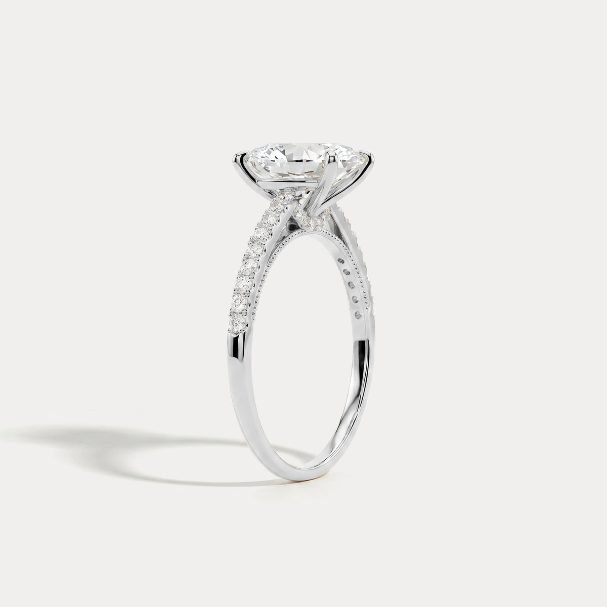 Melina丨Oval Cut Pave Solitaire 2CT Lab Grown Engagement Ring - Rings
