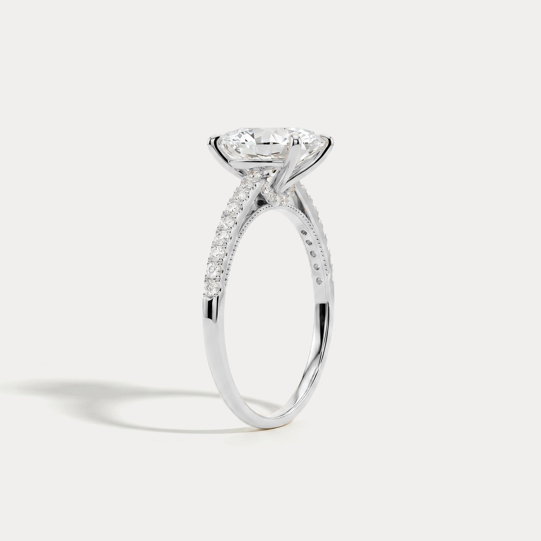Melina丨Oval Cut Pave Solitaire 2CT Lab Grown Engagement Ring - Rings